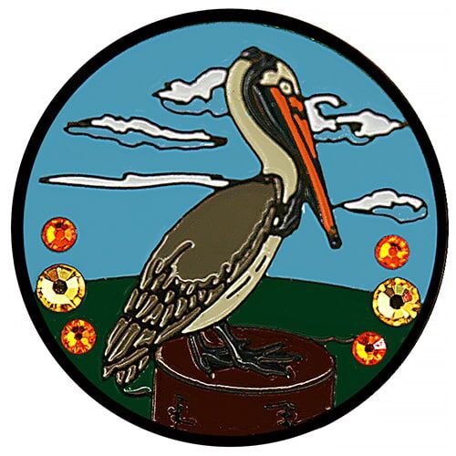 Swarovski Pelican with color Swarovski crystals ball marker